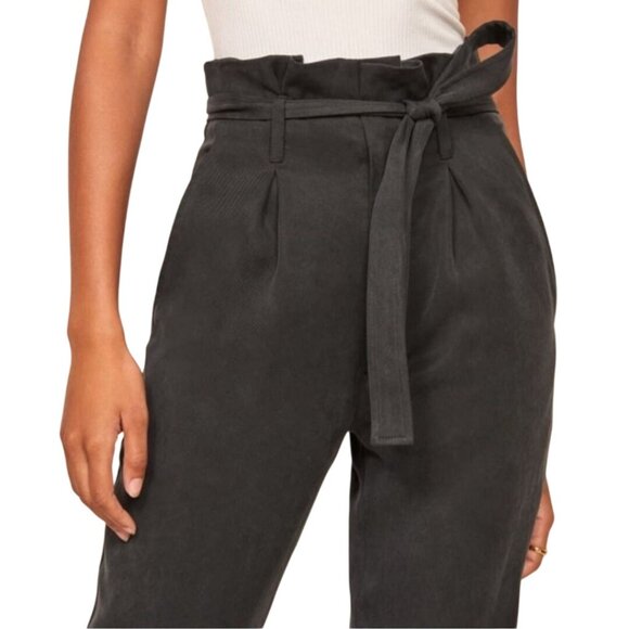 Reformation Avalon Pant Tie Ankle Paperbag Waist Black Size 8 - Picture 4 of 13